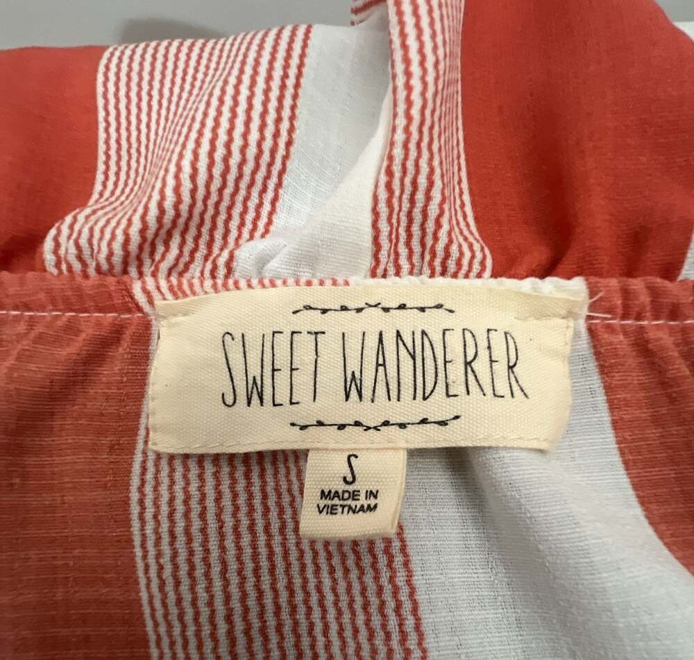 Sweet Wanderer Red and White Striped Off-the-Shoulder Bow Front Blouse - Picture 3 of 3